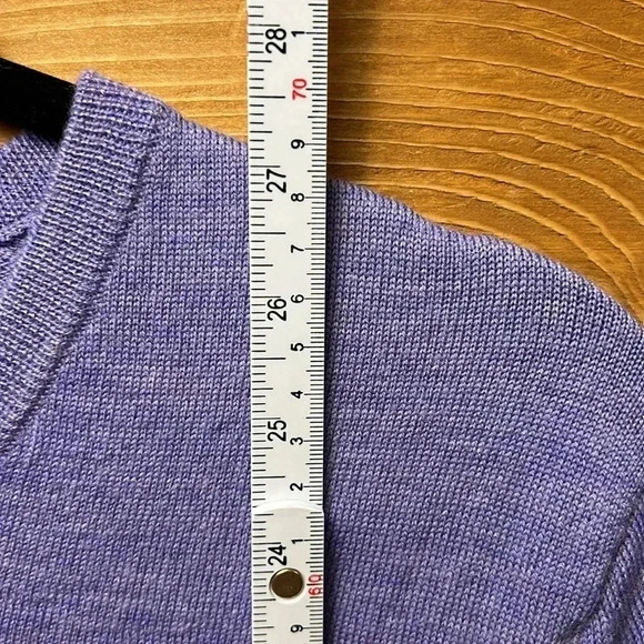 Womens J.Crew black label 100 Merino‎ Wool purple pullover sweater v-neck soft - Picture 6 of 7